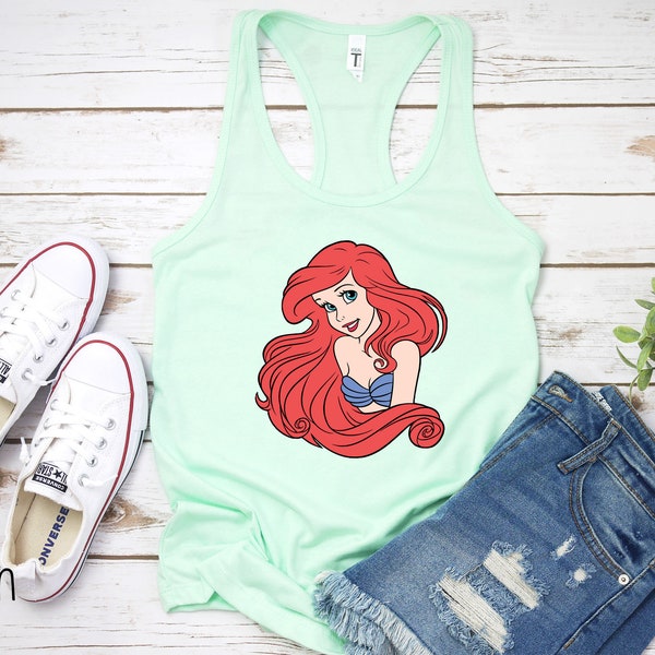 Ariel The Mermaid Color Women's Racerback Tank | Christmas Reindeer Games | Xmas Gift Tanks | Disney Mickey Mouse Shirts Active