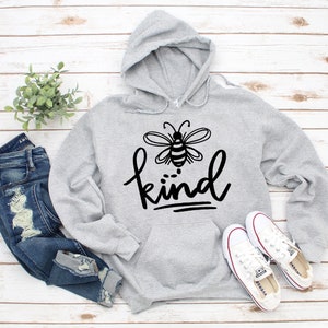 Bee Kind Unisex Hoodie Sweatshirt Bee Happy Sweatshirts Bee Inspirational Happy Motivational Sweater Yellow Honey image 4