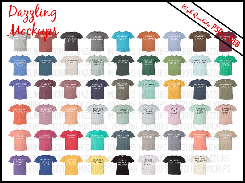 Download Bella Canvas 3001 Color Chart BC 3001 Unisex Tshirt Chart ...