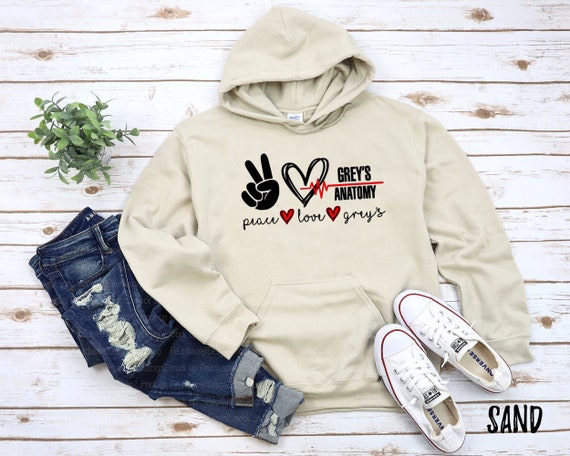 Felpa con cappuccio Peace Love Grey's Anatomy Unisex / | Etsy Italia