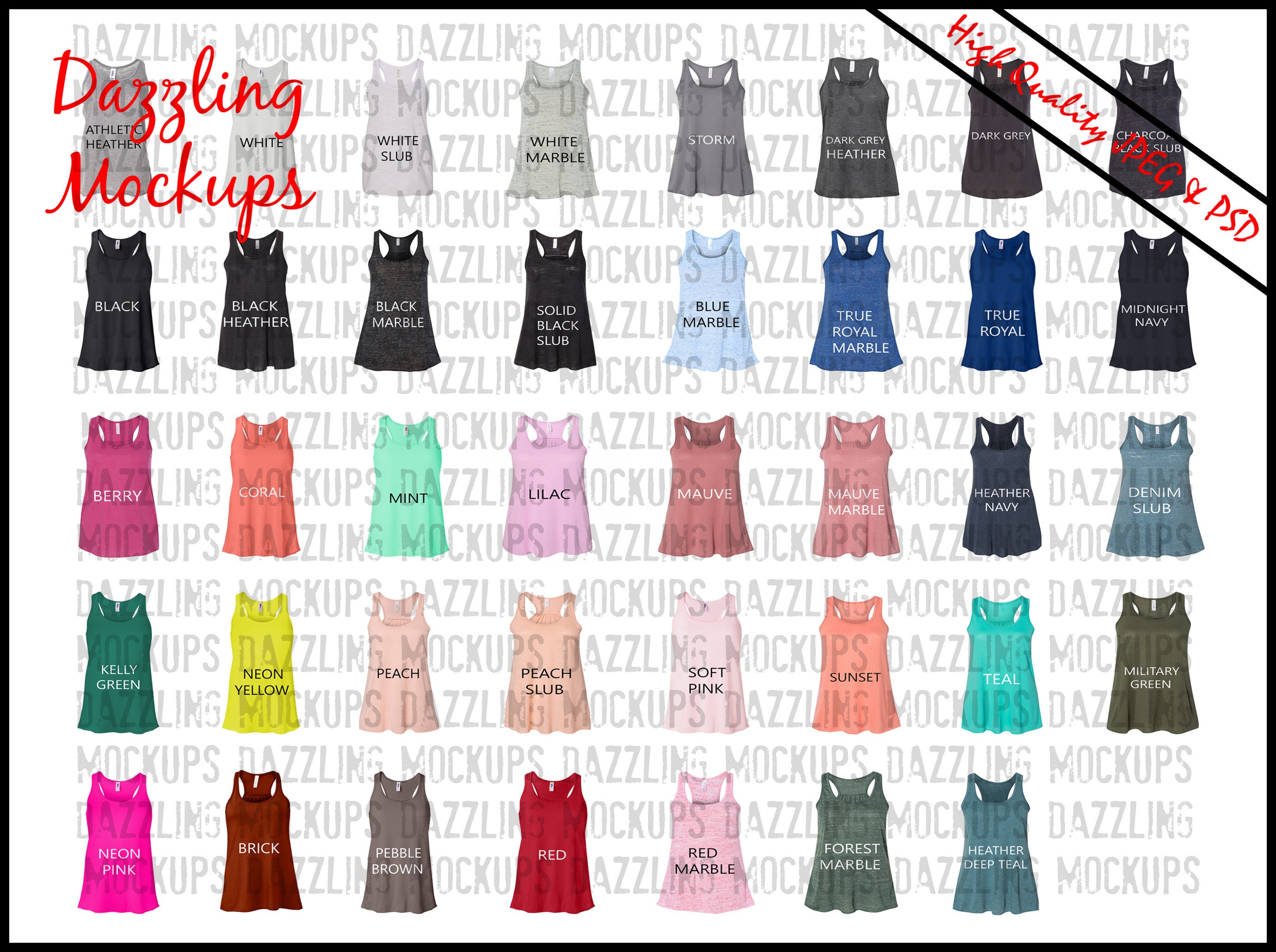 Download Bella Canvas 8800 Color Chart Bc 8800 Racerback Tank Color Etsy