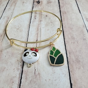 Gold Panda Charm Bracelet, Zoologist Gift, Wildlife Jewelry, Bear Accessories