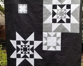 Cielo de medianoche - Patrón de edredón - Tamaño completo/Tamaño de tiro grande - 70" x 90" - Patrón de edredón moderno