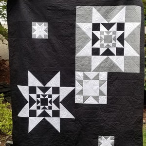 Midnight Sky - Quilt Pattern - Full Size/Large Throw Size - 70&quot; x 90&quot; - Modern Quilt Pattern