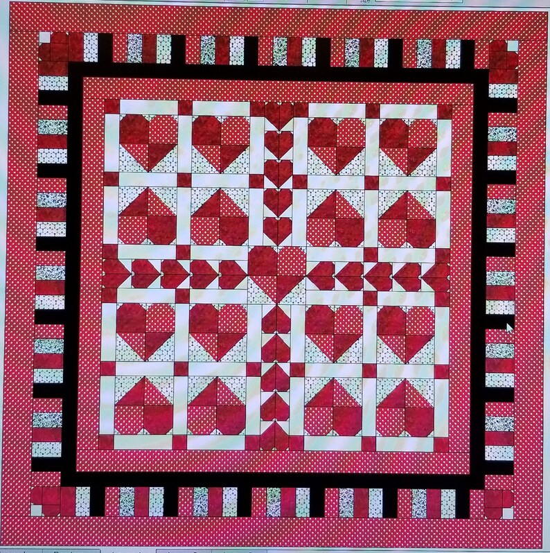 Cross My Heart Quilt Pattern Throw Size PDF Etsy
