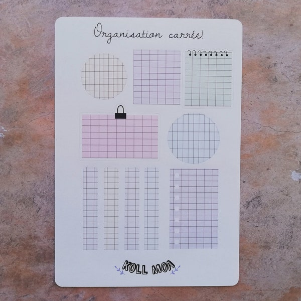 Autocollants bullet journal · Autocollants carreaux · mise en page bullet journal · décoration bullet journal · autocollants notes pastel