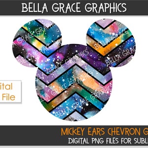 Mickey Ears Chevron Galaxy Png Digital Download/Mickey Ears Galaxy Sublimation Design