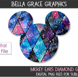 Mickey Ears Diamond Galaxy Png Digital Design/Mickey Ears Galaxy Sublimation Design