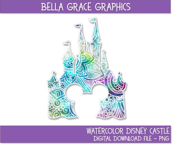 Download Watercolor Castle Png Sublimation Design Disney Castle Etsy