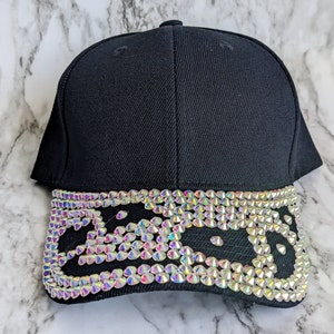 Gorra de béisbol negra con diamantes de imitación inspirada en Selena