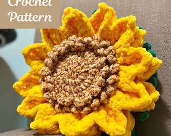 Crochet Pattern: Sunflower Pillow (PDF Download)
