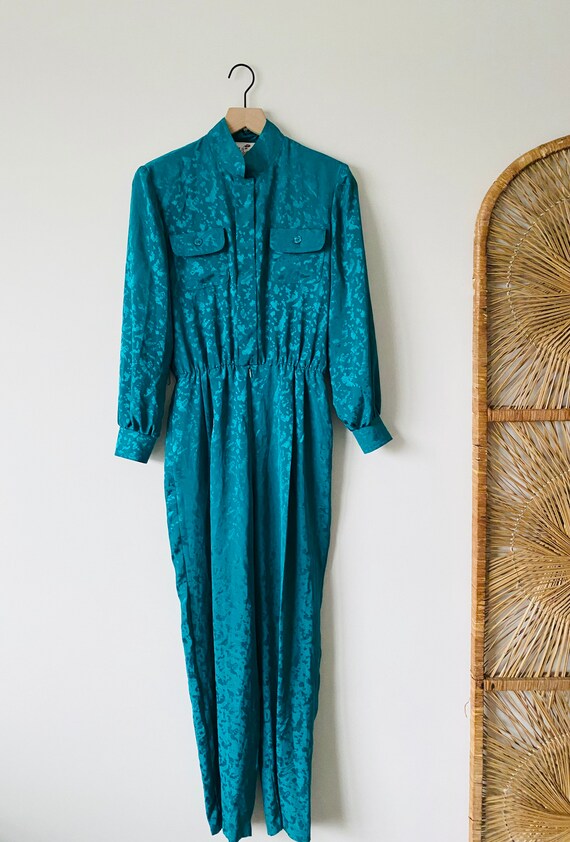 NEW! 80s Vintage Teal Jumpsuit