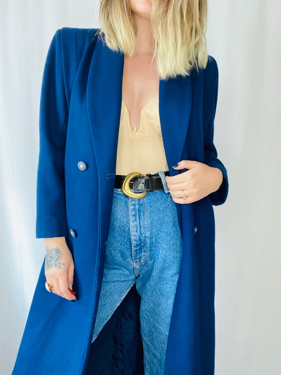 80s Vintage Navy Wool Pea Coat