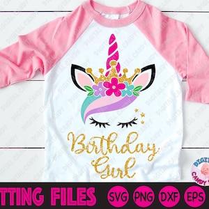 Licorne Anniversaire Fille Svg, Fille d’anniversaire Svg, Fille d’anniversaire Svg, Licorne Anniversaire Svg, Fichiers Svg pour Cricut, Fichiers silhouette, Licorne Svg