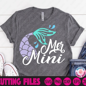 Mermaid Svg, Mer Mini Svg, Mermaid Birthday Svg, Birthday Girl Svg, Mermaid Mom Svg, Svg Files for Cricut, Silhouette Files, Mermaid Dad Svg