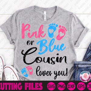 Primo Rosa ou Azul Ama Você Svg, Gênero Revelado Svg, Primo Svg, Anúncio de Bebê Svg, Arquivos Svg para Cricut, Arquivos de Silhueta, Primo Grande