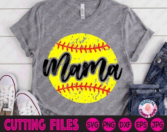 Softball Mama Svg, Softball Svg, Softball Mom Svg, Softball Shirt, Svg Files for Cricut, Silhouette File, Grunge Softball Svg