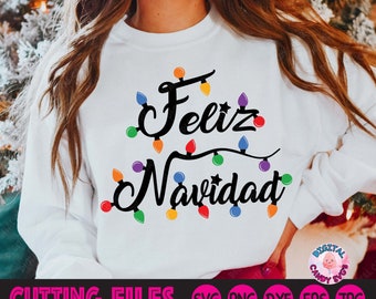 Feliz Navidad Svg, Merry Christmas Svg, Latina Svg, Mexican Svg, Puerto Rican Svg, Svg Files for Cricut, Silhouette Files, Spanish Christmas