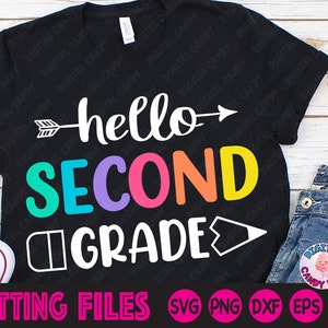 Ciao Seconda Elementare Svg, Primo Giorno di Scuola Svg, Seconda Elementare Svg, Ritorno a Scuola Svg, File Svg per Cricut, File Silhouette, Insegnante Svg