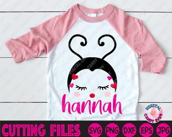 Love Bug Svg, Girls Valentines Svg, Valentine Monogram Svg, Ladybug Svg, Valentines Day Svg, Svg Files for Cricut, Silhouette Files