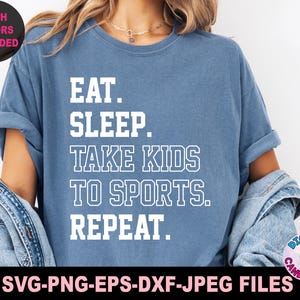 Sport Mom svg Png, Eat Sleep Take Kids zum Sport wiederholen svg, Spieltag svg, Sport Mom Shirt svg, Baseball svg, Fußball svg, Volleball svg