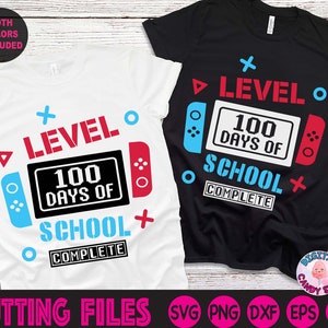 Level 100 Tage Schule abgeschlossen SVG, Glückliche 100 Schultage Zeichen, 100 Tage Videospiel Zeichen, 100 Tage Gamer Jungen Shirt Zeichen, 100 Tage Zeichen