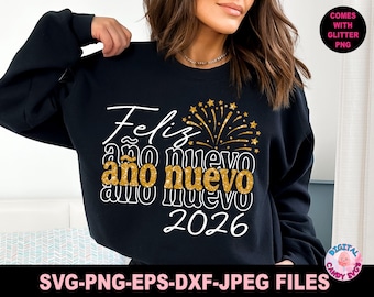 Feliz Ano Nuevo Svg Png, Happy New Year Svg Png, Feliz 2026 Svg Png, Svg Files for Cricut, Silhouette Files, New Year's Eve Svg, Latina Svg