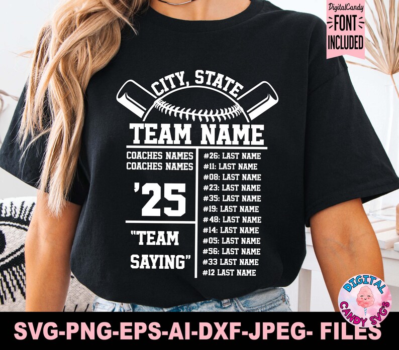 Baseball Roster Template Svg Png, Baseball Svg Png, Baseball Team ...