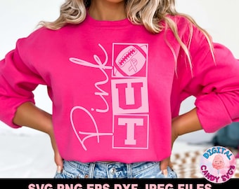 Pink Out Football Svg Png, Breast Cancer Awareness Svg Png, Together We Fight Svg, Svg Files For Cricut, Support Squad Png, Cheer for a Cure