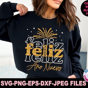 Feliz Ano Nuevo Svg Png, Happy New Year Svg Png, Feliz 2025 Svg Png, fichiers Svg pour Cricut, fichiers Silhouette, Saint-Sylvestre Svg, Svg Latina