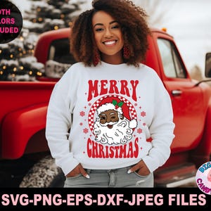 Feliz Natal Preto Papai Noel Svg Png, Retro Natal Svg Png, Natal Svg, Papai Noel Svg Png, Sublimação Retro, Arquivos Svg Para Cricut