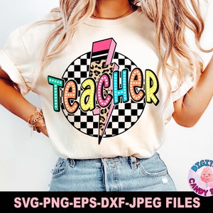 Professor Svg Png, Professor Checkered Svg Png, De volta às aulas Svg Png, Lápis Professor Svg Png, Professor Appreciation Svg, Arquivos Svg para Cricut