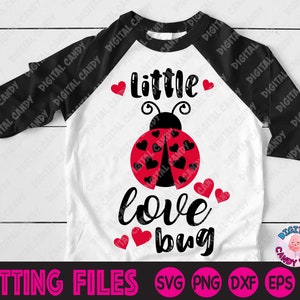 Little Love Bug Svg, Love Bug Svg, Kids Valentines Svg, Ladybug Svg, Valentines Day Svg, Svg Files for Cricut, Silhouette Files