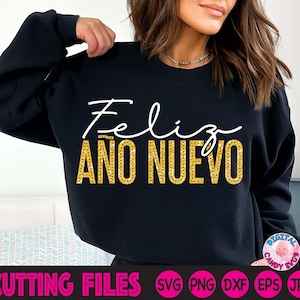 Feliz Ano Nuevo Svg, Happy New Year Svg, Feliz 2024 Svg, Svg-bestanden voor Cricut, silhouetbestanden, oudejaarsavond Svg, Latina Svg
