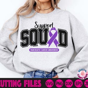 Support Squad alvleesklierkanker Warrior Svg Png, paars lint Svg, pancreaskanker Svg Png, Together We Fight Svg, Svg-bestanden voor Cricut