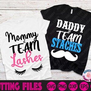 Mamãe do Team Lashes, Papai do Team Staches, Gênero Revelado Svg, Menino ou Menina Svg, Arquivos Svg para Cricut, Arquivos de Silhueta, Anúncio de Bebê