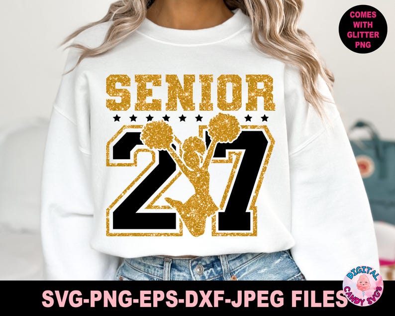シニア応援 SVG PNG、シニア 2027 SVG、シニア SVG、卒業生 SVG、卒業式 SVG、2027 年卒業クラス SVG、2027 卒業生 SVG、Cricut 用 SVG ファイル、PNG 画像 3