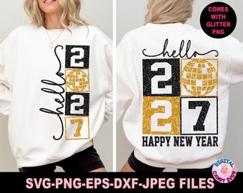 Hello 2027 Svg Png, Happy New Year Svg Png, New Year's Eve Svg Png, New Year Crew Svg, Svg Files for Cricut, Silhouette Files, Cheers Svg