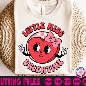 Kleine Miss Valentine Svg, Retro Valentines Svg, Meisjes Valentines Svg, Valentijnsdag Svg, Bestanden voor Cricut, Mama's Valentine Svg, PNG