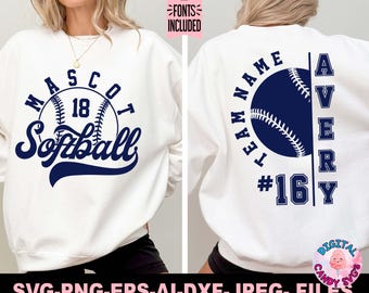Softball Svg Png, Softball Team Template Svg Png, Softball Mom Svg, Svg Files for Cricut, Softball Team Shirts Svg Png, Softball Logo Svg