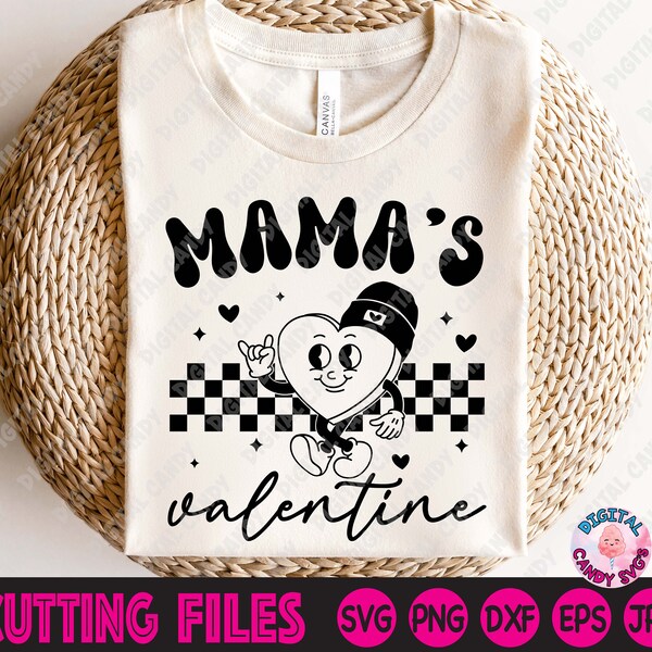 Mama's Valentine Svg, Retro Valentines Svg, Boys Valentines Svg, Valentines Day Svg, Files for Cricut, Silhouette Files, Heart Throb Svg