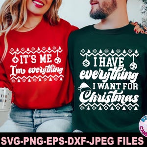 Tengo todo lo que quiero para Navidad Svg Png, Camisa navideña para parejas Svg Png, Svg navideño divertido, Archivos Svg para Cricut, Feliz Navidad
