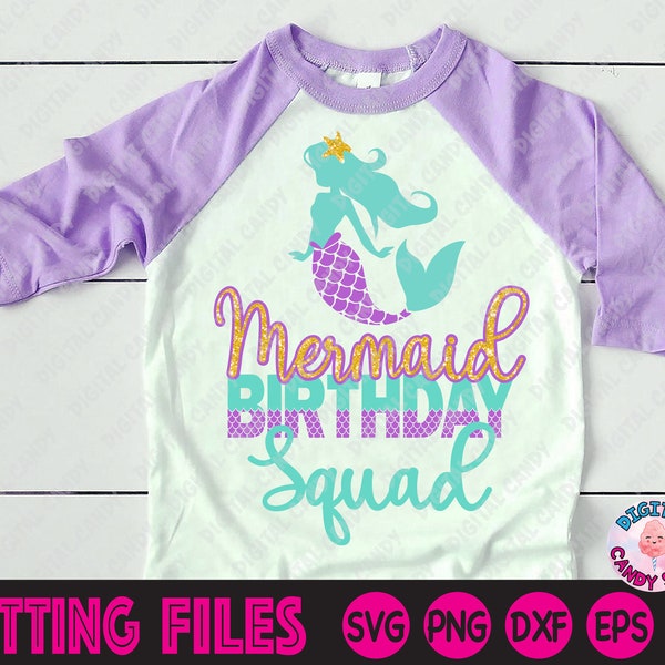 Mermaid Birthday Svg, Mermaid Squad Svg, Birthday Girl Svg, Mermaid Svg, Svg Files for Cricut, Silhouette Files, Mer Mom Svg, Mer Dad Svg