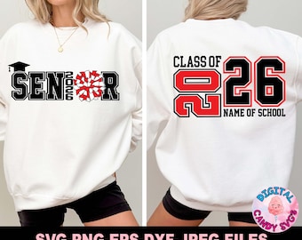 Cheer Senior Svg Png, Senior 2026 Svg, Senior Svg, Graduate Svg, Graduation Svg, Class of 2026 Svg, 2026 Grad Svg, Svg Files for Cricut, PNG