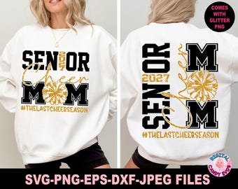 Senior Cheer Mom Svg Png, Senior Cheer Svg Png, Senior Svg, Cheer Svg Png, Senior 2027 Svg, Class of 2027 Svg, Svg Files for Cricut, Grad