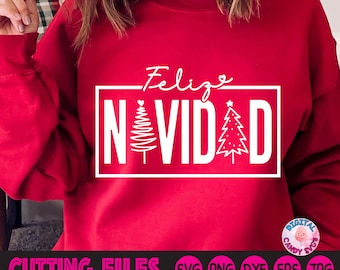 Feliz Navidad Svg, Merry Christmas Svg, Latina Svg, Mexican Svg, Puerto Rican Svg, Svg Files for Cricut, Silhouette Files, Spanish Christmas