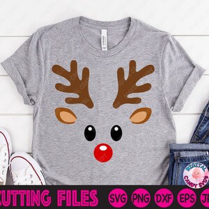 Reindeer Faces Svg, Christmas Svg, Boy Christmas Svg, Girl Christmas Svg, Christmas Monogram Svg, Svg Files for Cricut, Silhouette Files