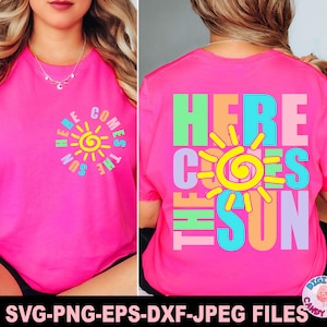 Here Comes The Sun Svg Png, Neon Trendy Summer Svg Png, Summer Vibes Svg Png, Vakantie Svg Png, Svg-bestanden voor Cricut, Lake River Beach Svg