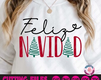 Feliz Navidad Svg, Merry Christmas Svg, Latina Svg, Mexican Svg, Puerto Rican Svg, Svg Files for Cricut, Silhouette Files, Spanish Christmas