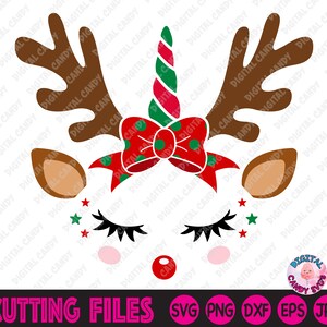 Reindeer Unicorn Svg, Christmas Unicorn Svg, Girls Christmas Svg, Reindeer Svg, Christmas Monogram Svg, Svg File for Cricut, Silhouette File